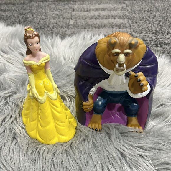 Vintage‎ Beauty and the Beast Pizza Hut Hand Puppets 1992 Disney Belle & Beast - Picture 1 of 7